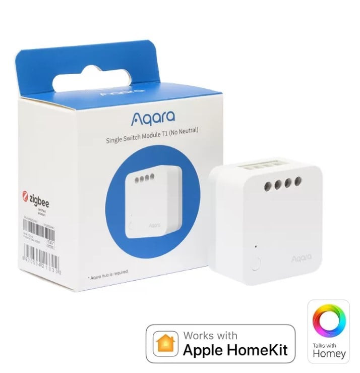 releu inteligent aqara single switch module t1, 1 canal, fara nul, 10a, zigbee